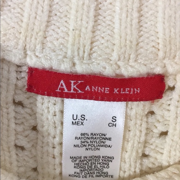 Anne Klein Women Cable Knit Sweater Small Off White 3/4 Length Sleeve - Picture 4 of 9
